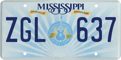 MS license plate ZGL637