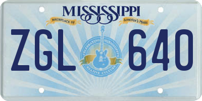 MS license plate ZGL640