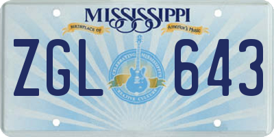 MS license plate ZGL643