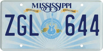 MS license plate ZGL644