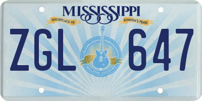 MS license plate ZGL647