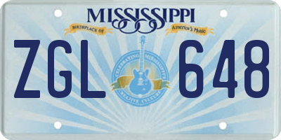 MS license plate ZGL648