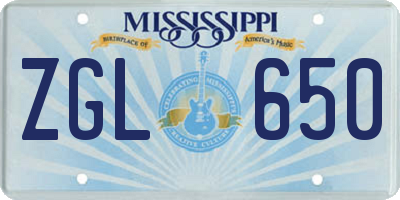 MS license plate ZGL650