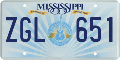 MS license plate ZGL651