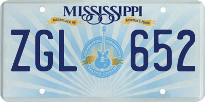 MS license plate ZGL652