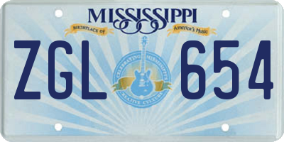 MS license plate ZGL654