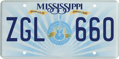 MS license plate ZGL660
