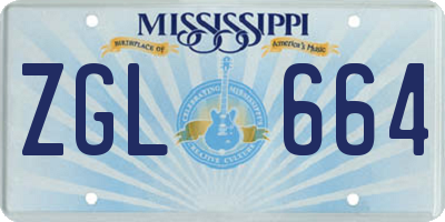 MS license plate ZGL664