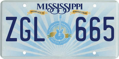 MS license plate ZGL665