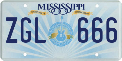 MS license plate ZGL666