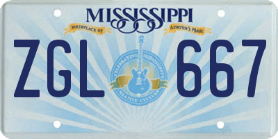 MS license plate ZGL667