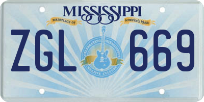 MS license plate ZGL669