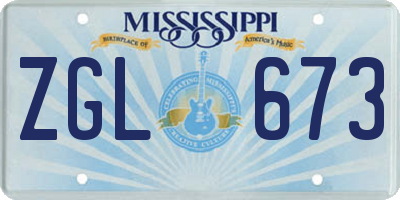 MS license plate ZGL673