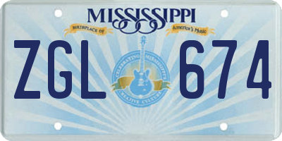 MS license plate ZGL674