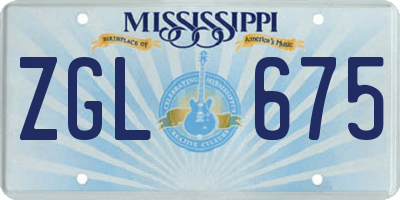 MS license plate ZGL675