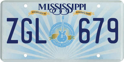 MS license plate ZGL679