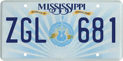 MS license plate ZGL681