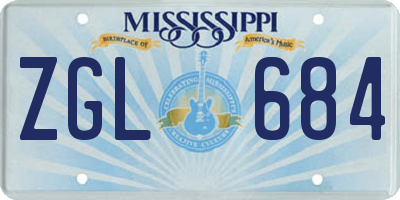 MS license plate ZGL684