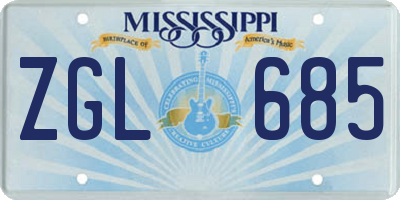 MS license plate ZGL685