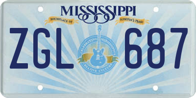 MS license plate ZGL687