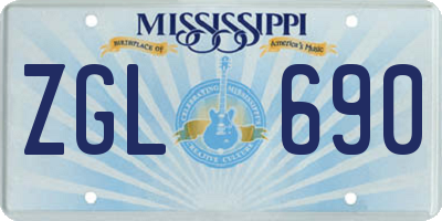 MS license plate ZGL690