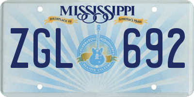 MS license plate ZGL692