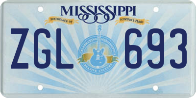 MS license plate ZGL693