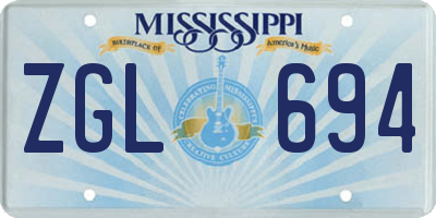 MS license plate ZGL694