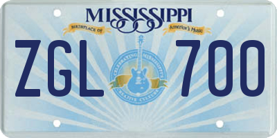 MS license plate ZGL700