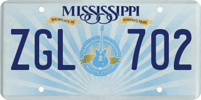 MS license plate ZGL702