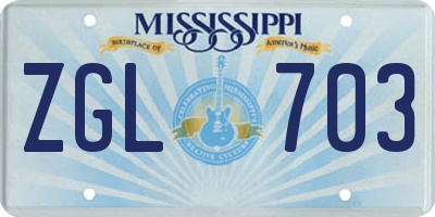 MS license plate ZGL703