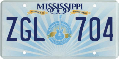 MS license plate ZGL704