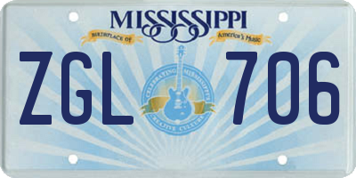 MS license plate ZGL706