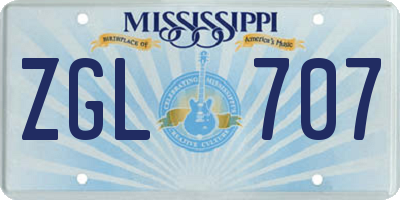 MS license plate ZGL707