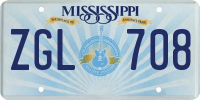 MS license plate ZGL708
