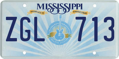 MS license plate ZGL713
