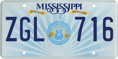 MS license plate ZGL716