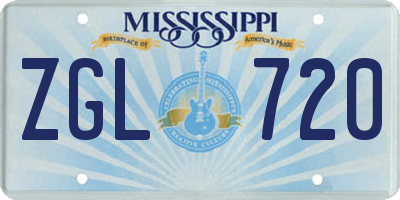 MS license plate ZGL720
