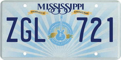 MS license plate ZGL721