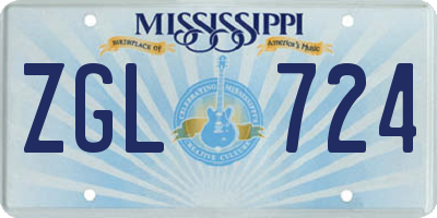 MS license plate ZGL724