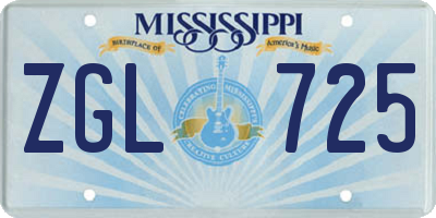 MS license plate ZGL725