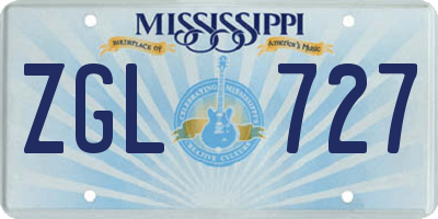 MS license plate ZGL727