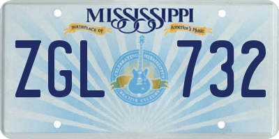 MS license plate ZGL732