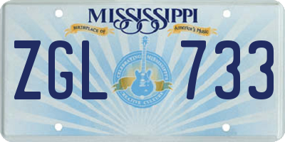 MS license plate ZGL733