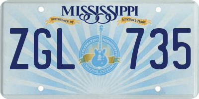 MS license plate ZGL735