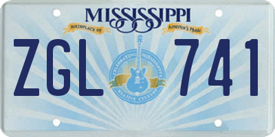 MS license plate ZGL741