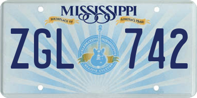 MS license plate ZGL742