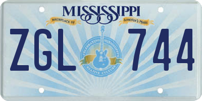 MS license plate ZGL744