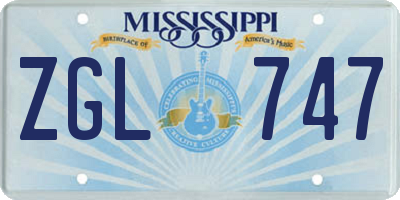 MS license plate ZGL747