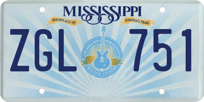 MS license plate ZGL751